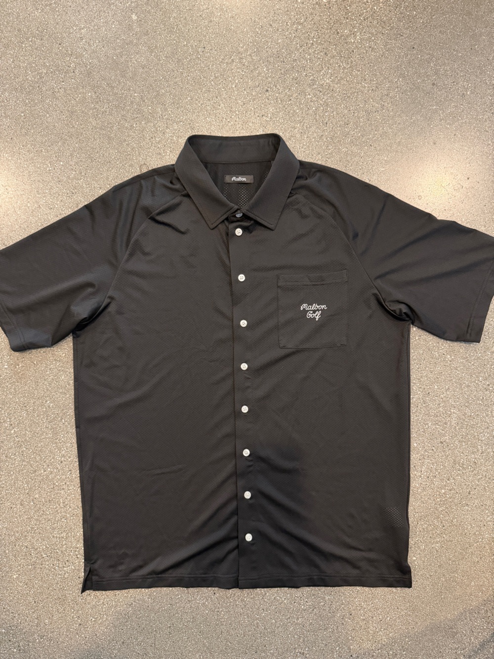 Malbon Golf-Black Short-Sleeve Polo Button-Up
